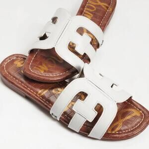 Sam Edelman Bay Cutout Slide Sandals – White Leather, Size 10